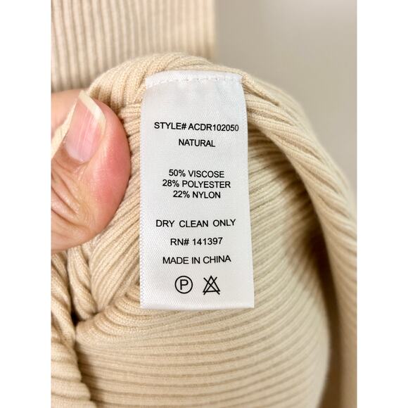 ASTR the Label Caris Asymmetric Ribbed Midi Sweater Dress Beige Women's Size XL - Picture 5 of 5